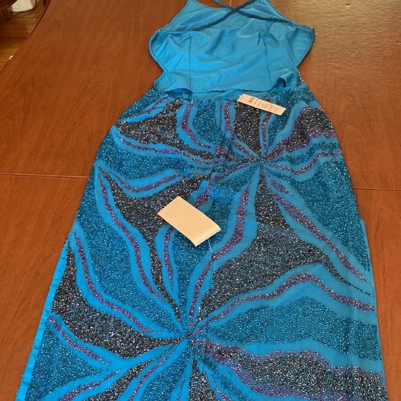 Vintage 90s Y2K 100% Silk Beaded Dress Slip Dress Backless Mermaid Prom Maxi - Picture 11 of 17